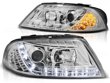 Scheinwerfer LED Tagfahrlicht Optik für VW Passat 3BG 00-05 Chrom LED Blinker
